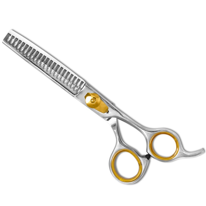 Sharf Professional Thinning Shears: Sharp 440C Japanese Steel Chunkers, 6.5" 22-Teeth Gold Touch Dog Grooming Scissors with Easy Grip Handles - Image 1